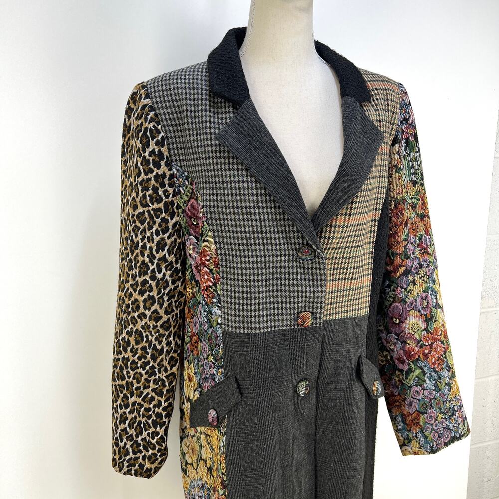 Paparazzi Patchwork Coat Leopard Print Jacquard F… - image 2